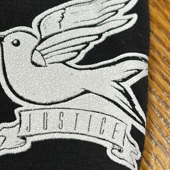 Justice Varsity jacket, black and white with glitter roses and birds. Girls 18. - Picture 12 of 14